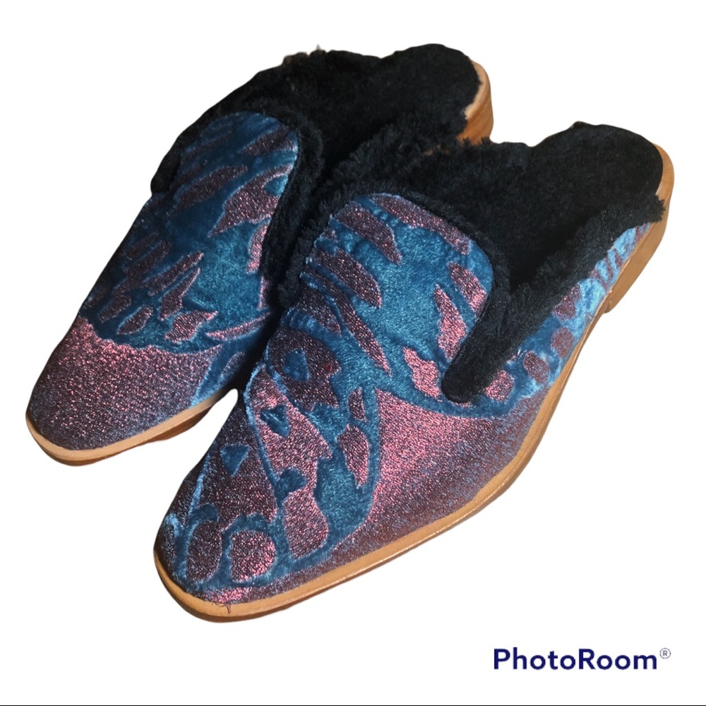 Free People Butterfly Effect Fuzzy Mule Slide On Shoes